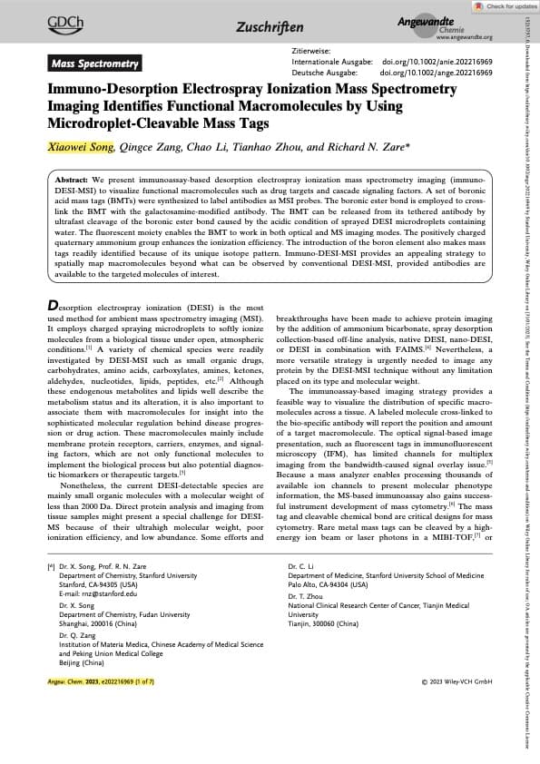 Immuno-Desorption Electrospray Ionization Mass Spectrometry Imaging Identifies Functional Macromolecules by Using Microdroplet-Cleavable Mass Tags